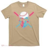 Ice Cream Baseball Fun Summer Sports Dessert Dripping Skull T-Shirt thumb 0