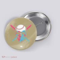 Ice Cream Baseball Fun Summer Sports Dessert Dripping Skull Button thumb 0