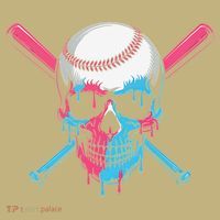 Ice Cream Baseball Fun Summer Sports Dessert Dripping Skull Kids T-Shirt thumb 2