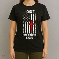 I Can't But I Know A Guy Jesus Cross Christian USA Flag T-Shirt thumb 4