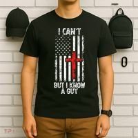 I Can't But I Know A Guy Jesus Cross Christian USA Flag T-Shirt thumb 6