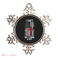 I Can't But I Know A Guy Jesus Cross Christian USA Flag Ornament thumb 0