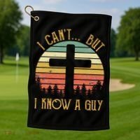 I Can't But I Know A Guy Jesus Cross Funny Christian Golf Towel thumb 1