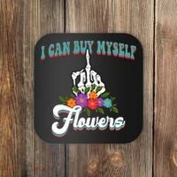 I Can Buy Myself Flowers Middle Finger Floral Coaster thumb 0