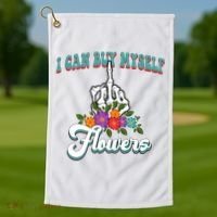 I Can Buy Myself Flowers Middle Finger Floral Golf Towel thumb 1