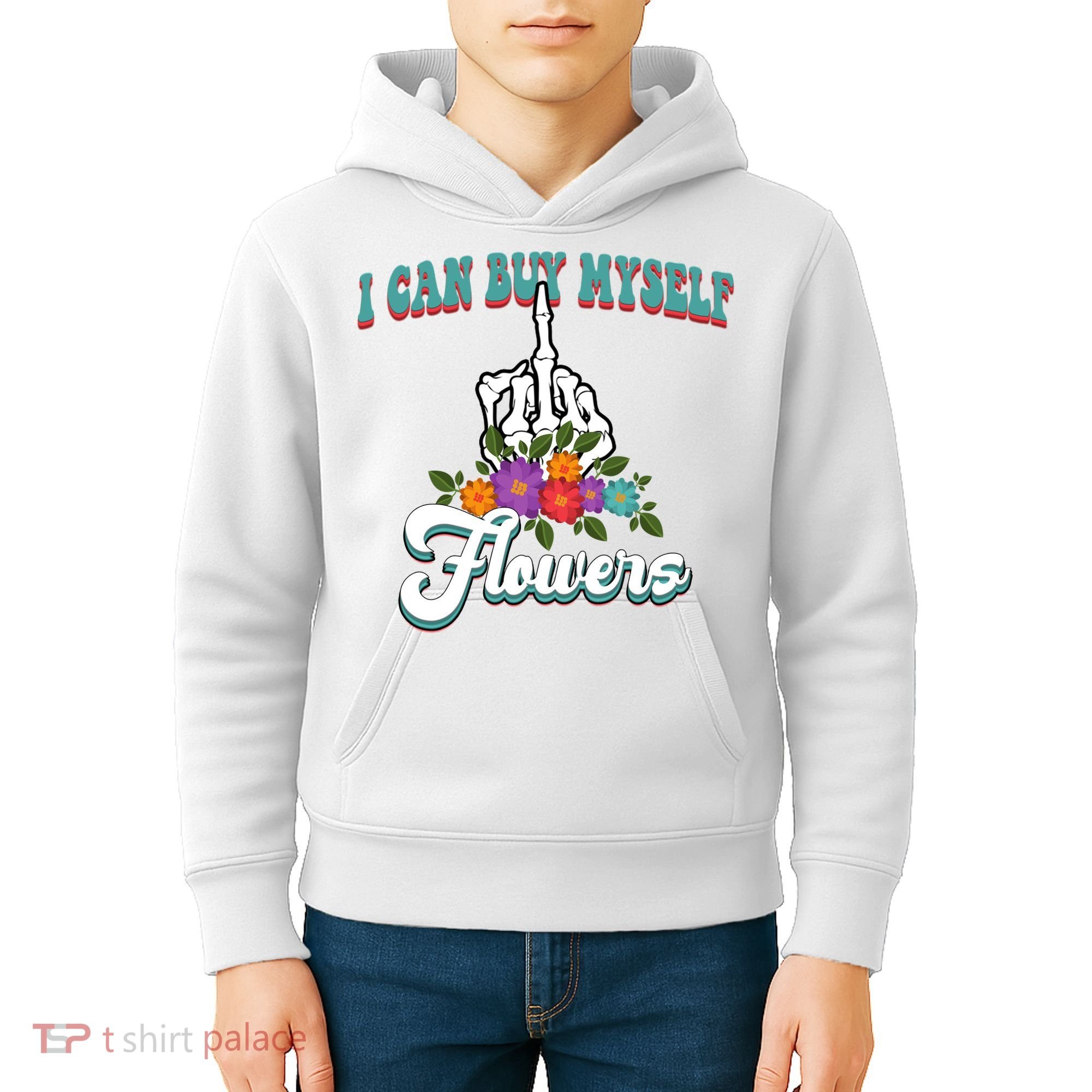 I Can Buy Myself Flowers Middle Finger Floral Kids Hoodie