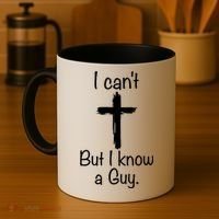 I Cant But I Know A Guy Funny Jesus Cross Christian Coffee Mug thumb 4