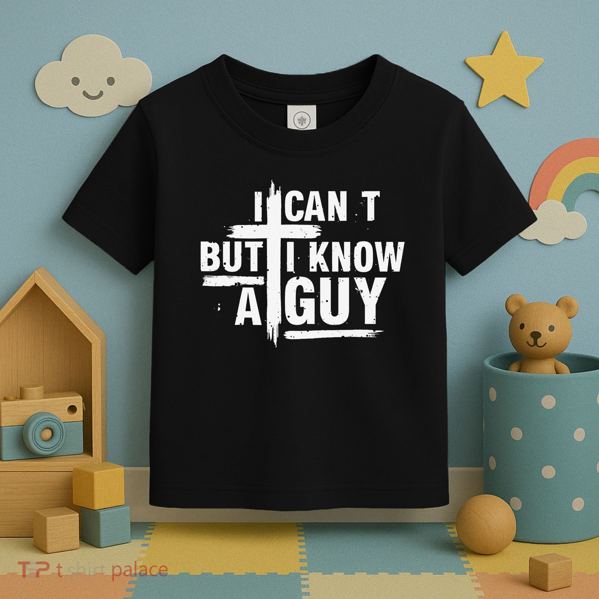 I Cant But I Know A Guy Bold Christian Faith Toddler T-Shirt
