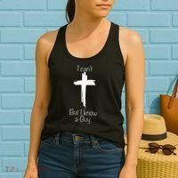 I Can't But I Know A Guy Jesus Cross Funny Christian Women's Tank Top thumb 2