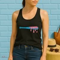Ice Cream Baseball Bat With Baseball Sprinkles Drip Women's Tank Top thumb 2