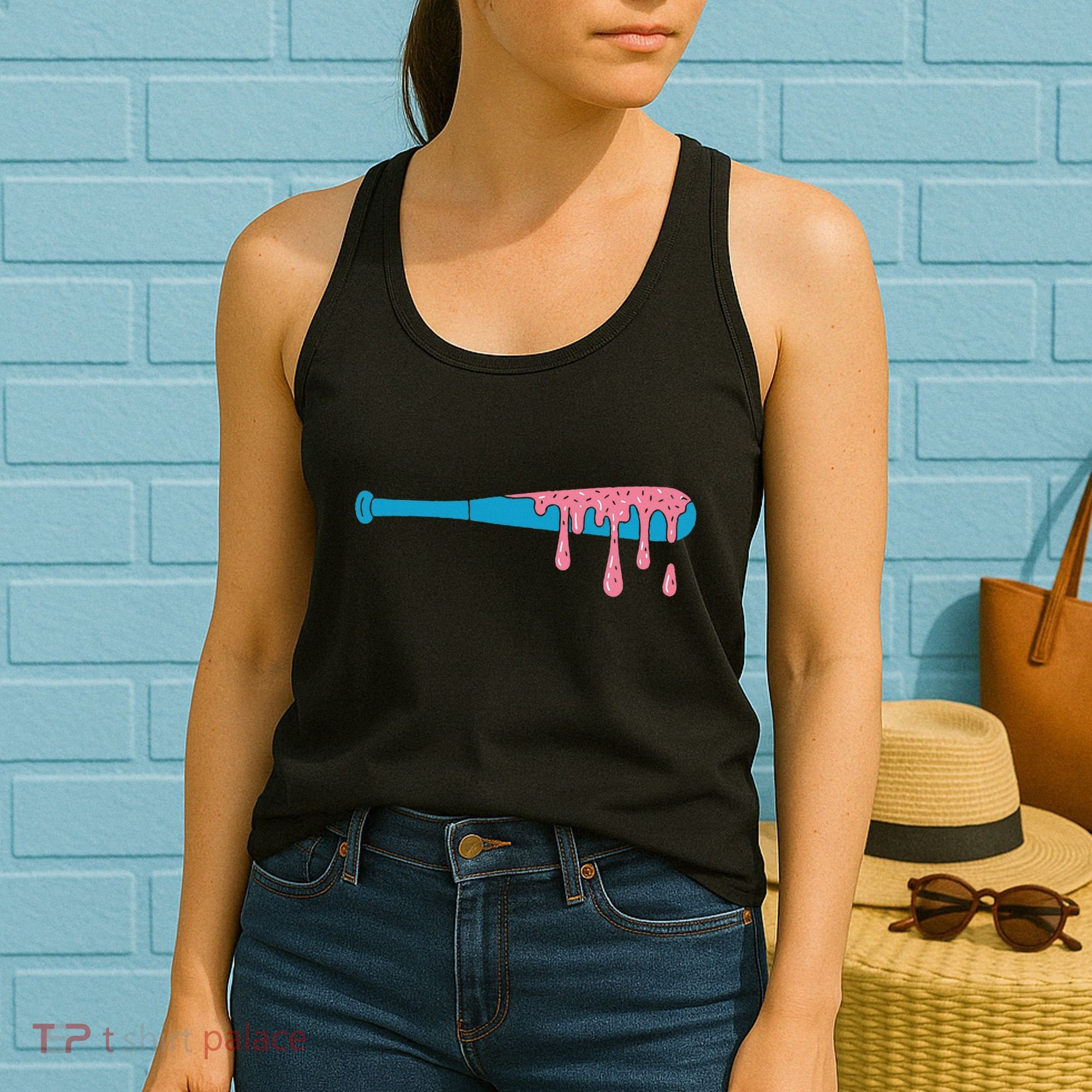 Ice Cream Baseball Bat With Baseball Sprinkles Drip Women's Tank Top