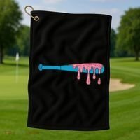 Ice Cream Baseball Bat With Baseball Sprinkles Drip Golf Towel thumb 1