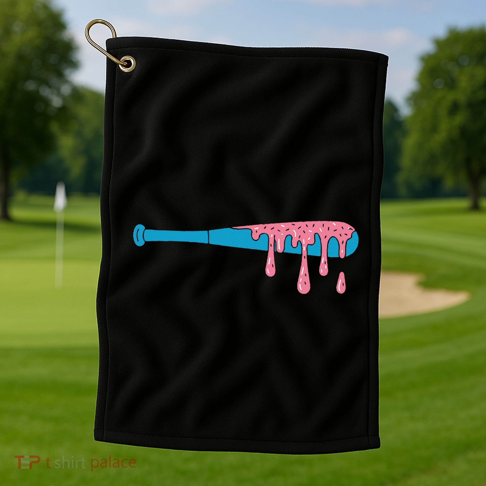 Ice Cream Baseball Bat With Baseball Sprinkles Drip Golf Towel