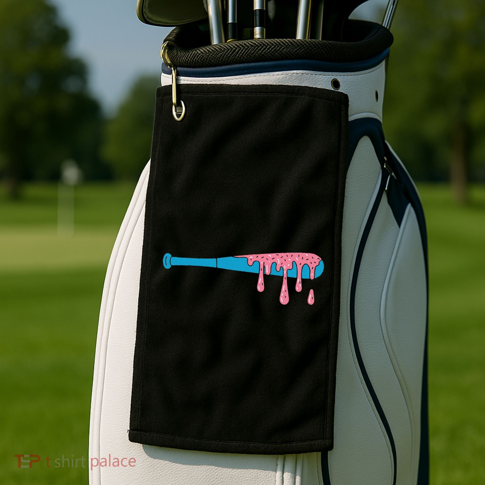 Ice Cream Baseball Bat With Baseball Sprinkles Drip Golf Towel
