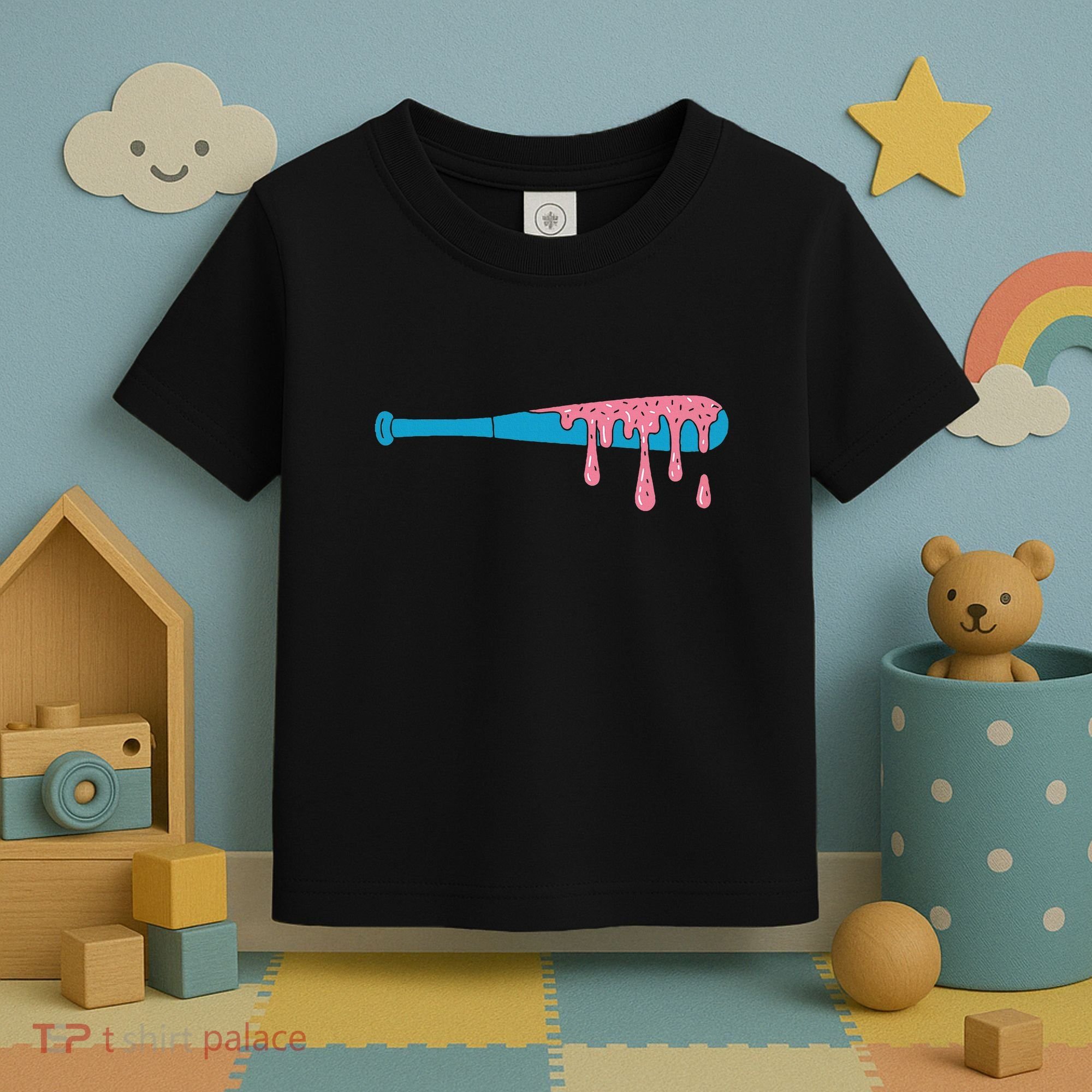 Ice Cream Baseball Bat With Baseball Sprinkles Drip Toddler T-Shirt