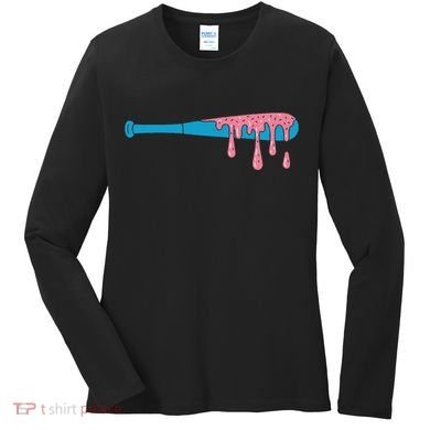 Ice Cream Baseball Bat With Baseball Sprinkles Drip Women's Long Sleeve Shirt