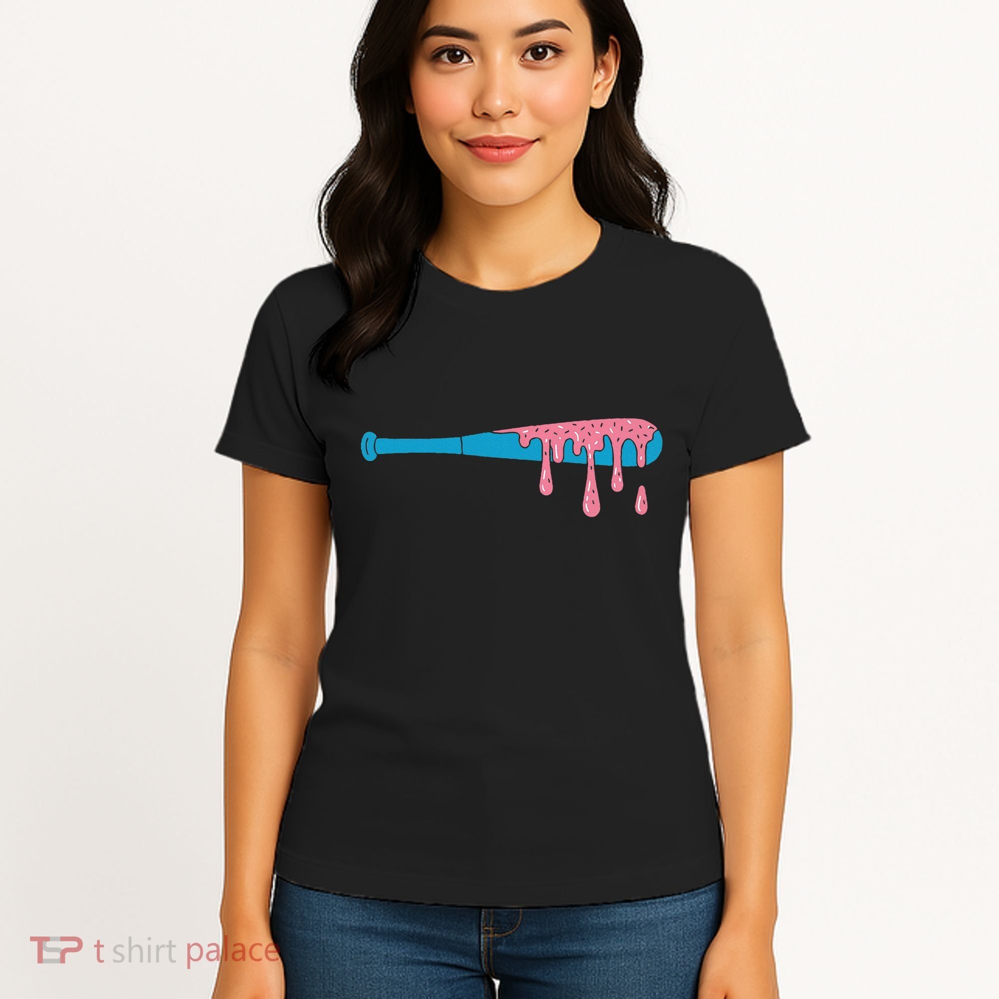 Ice Cream Baseball Bat With Baseball Sprinkles Drip Women's T-Shirt