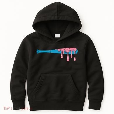 Ice Cream Baseball Bat With Baseball Sprinkles Drip Kids Hoodie