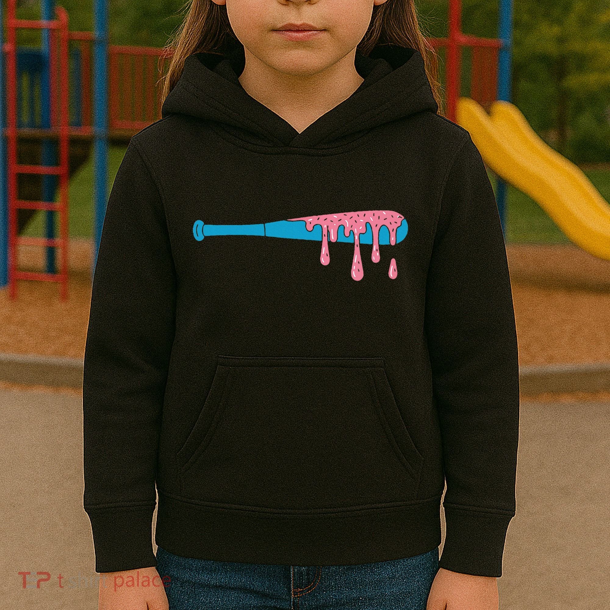 Ice Cream Baseball Bat With Baseball Sprinkles Drip Kids Hoodie