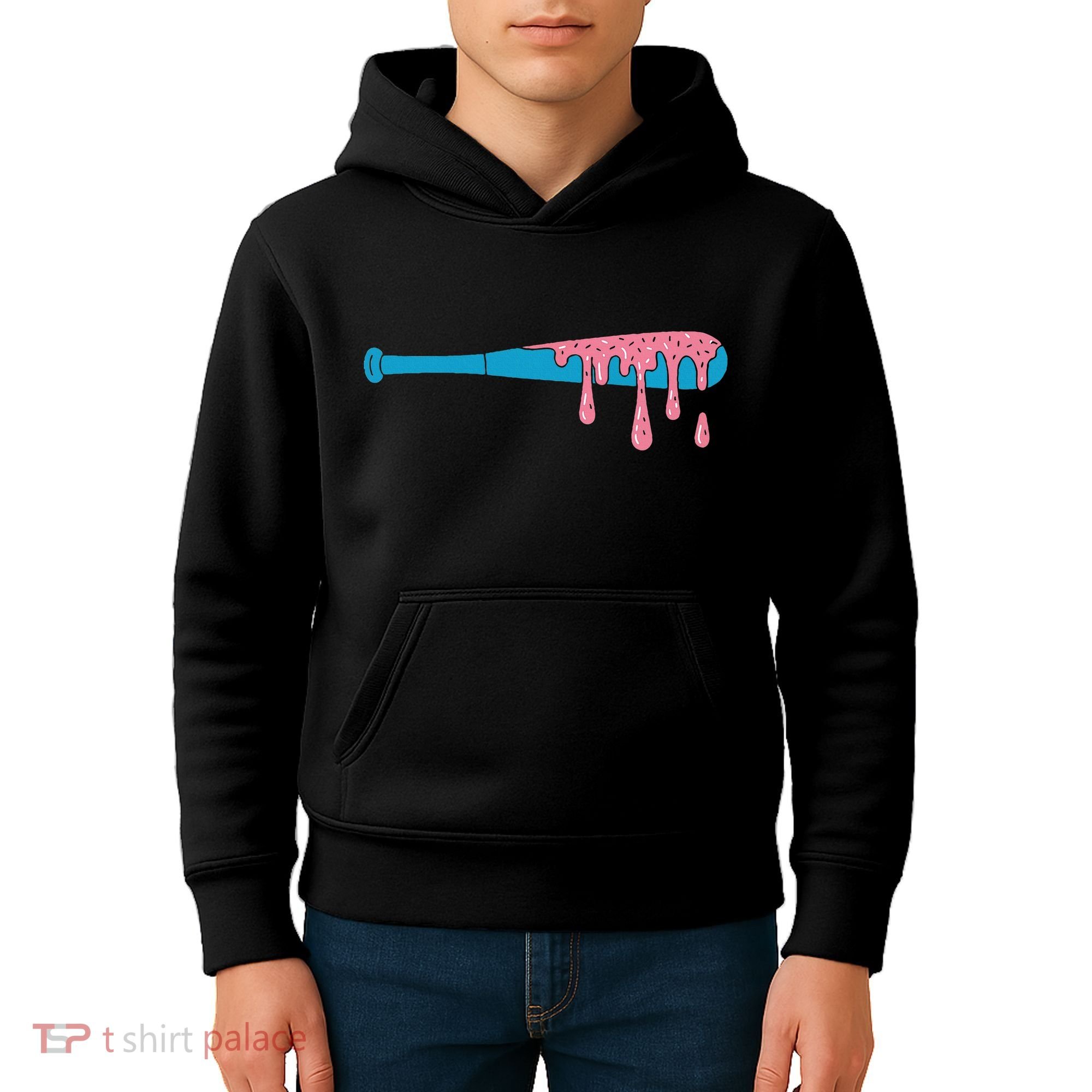 Ice Cream Baseball Bat With Baseball Sprinkles Drip Kids Hoodie