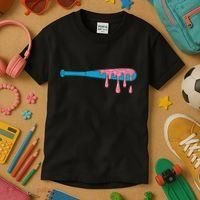 Ice Cream Baseball Bat With Baseball Sprinkles Drip Kids T-Shirt thumb 3