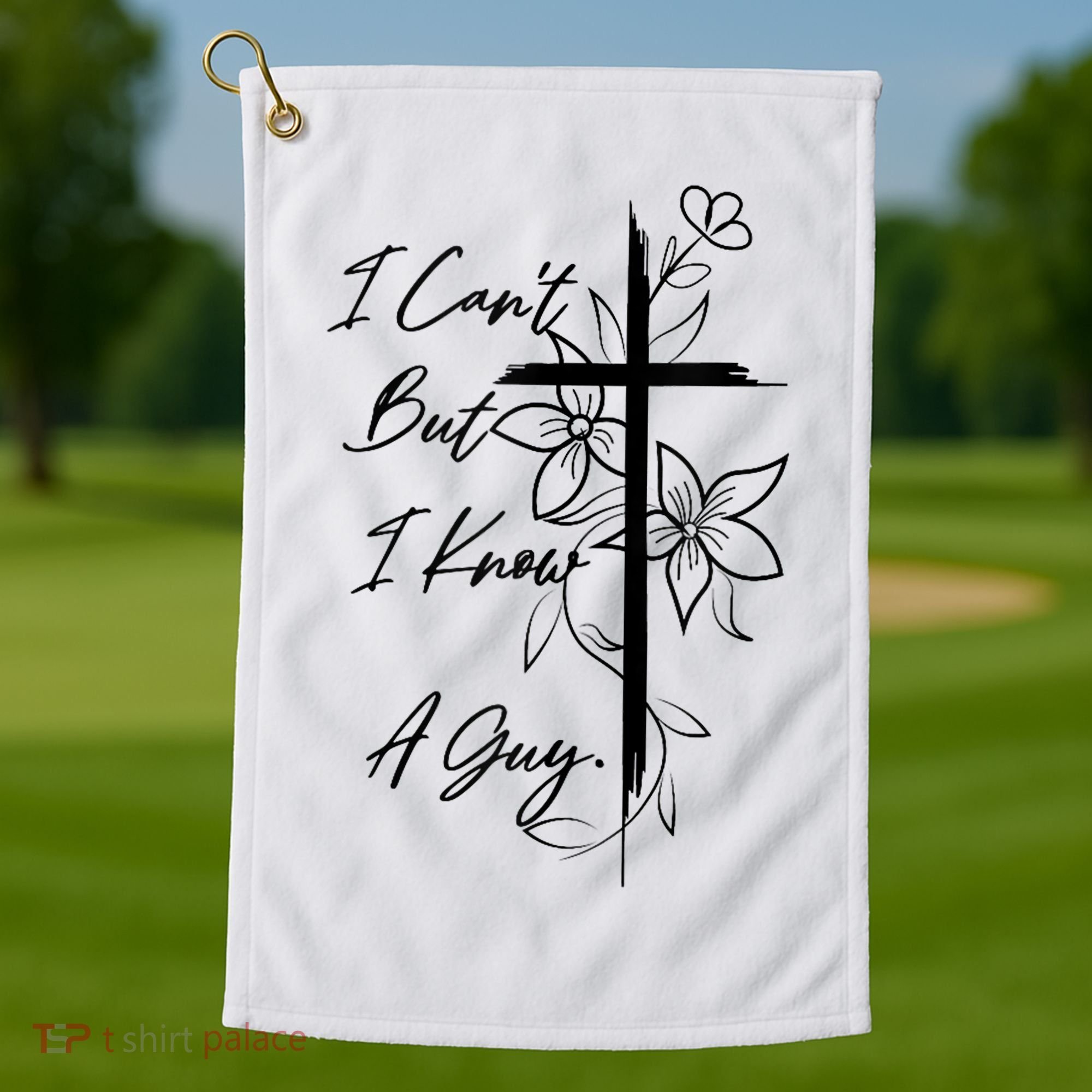 I Cant But I Know A Guy Jesus Cross Funny Christian God Golf Towel