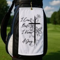 I Cant But I Know A Guy Jesus Cross Funny Christian God Golf Towel thumb 2