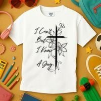 I Cant But I Know A Guy Jesus Cross Funny Christian God Kids T-Shirt thumb 3
