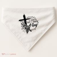 I Cant But I Know A Guy Jesus Cross Funny Christian USA-Made Doggie Bandana thumb 0