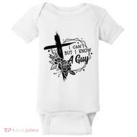 I Cant But I Know A Guy Jesus Cross Funny Christian Baby Bodysuit thumb 0