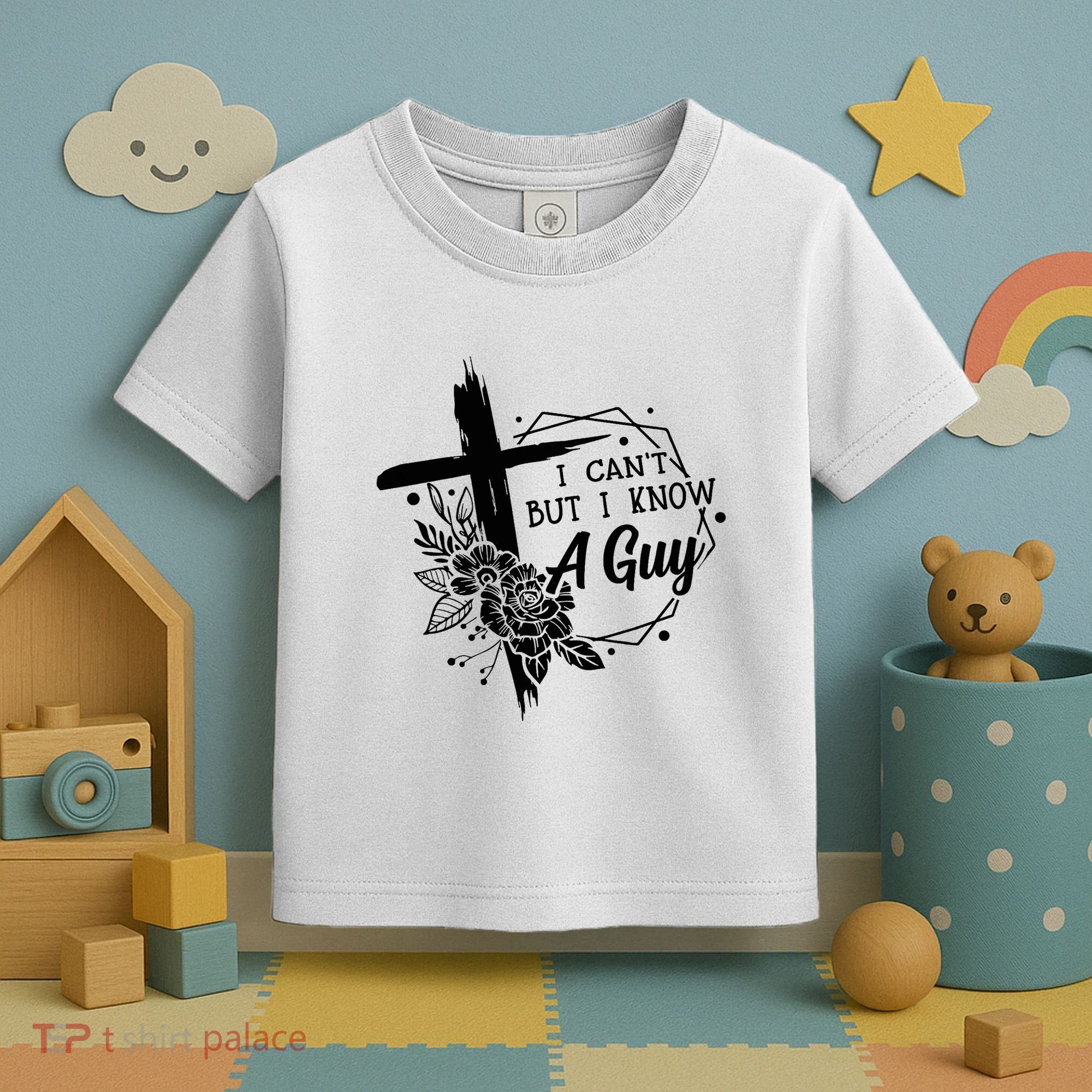 I Cant But I Know A Guy Jesus Cross Funny Christian Toddler T-Shirt