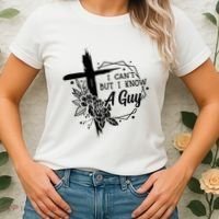 I Cant But I Know A Guy Jesus Cross Funny Christian Women's T-Shirt thumb 2