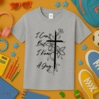 I Cant But I Know A Guy Jesus Cross Funny Christian Kids T-Shirt thumb 3