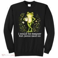 I Could Be Meaner But Jesus Said No Funny Christian Frog Sweatshirt thumb 0