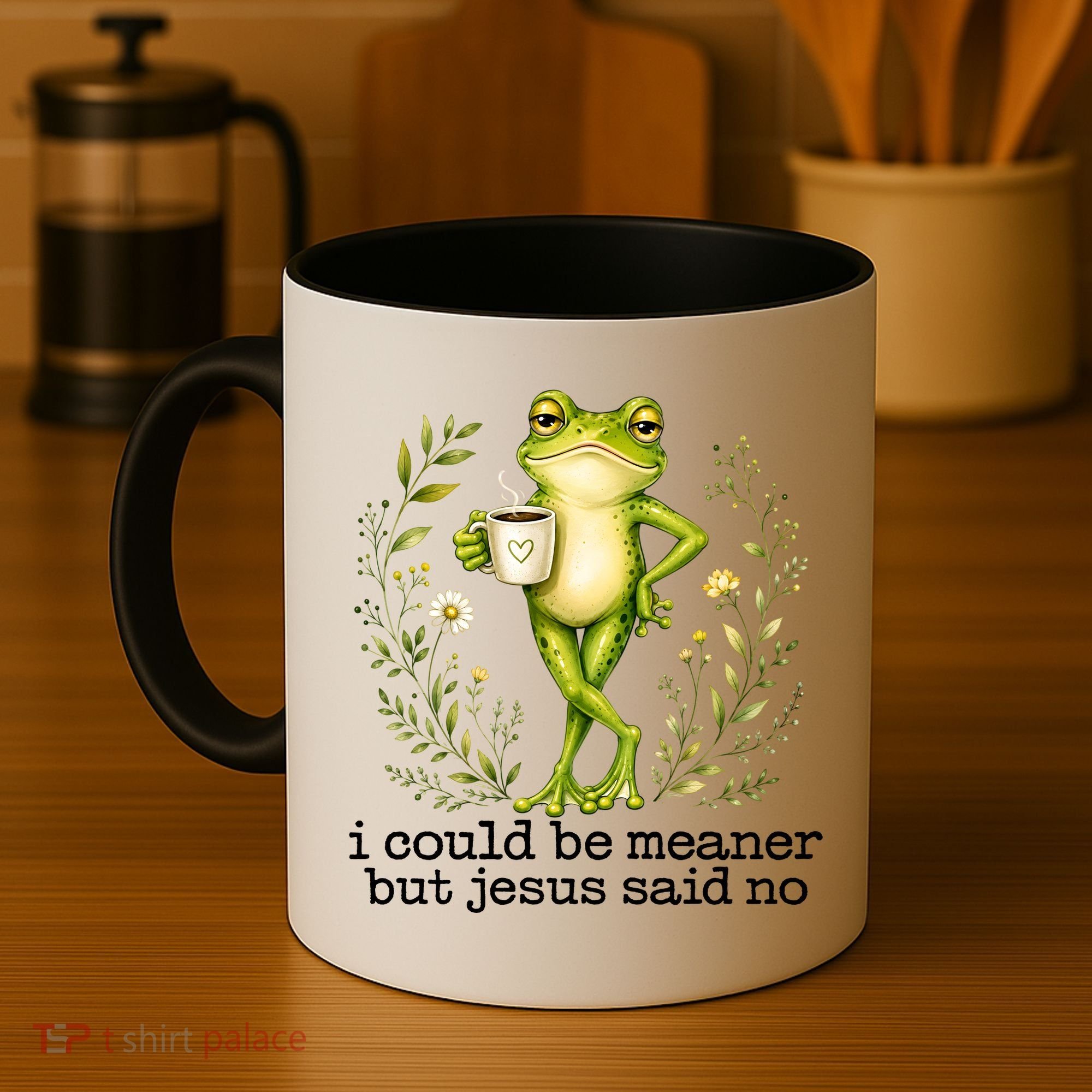 I Could Be Meaner But Jesus Said No Funny Christian Frog Coffee Mug