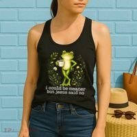 I Could Be Meaner But Jesus Said No Funny Christian Frog Women's Tank Top thumb 2