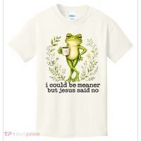 I Could Be Meaner But Jesus Said No Funny Christian Frog Kids T-Shirt thumb 0