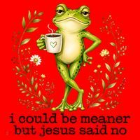 I Could Be Meaner But Jesus Said No Funny Christian Frog Santa Hat thumb 1