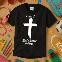 I Cant But I Know A Guy Faith Christianity Cross Kids T-Shirt thumb 3