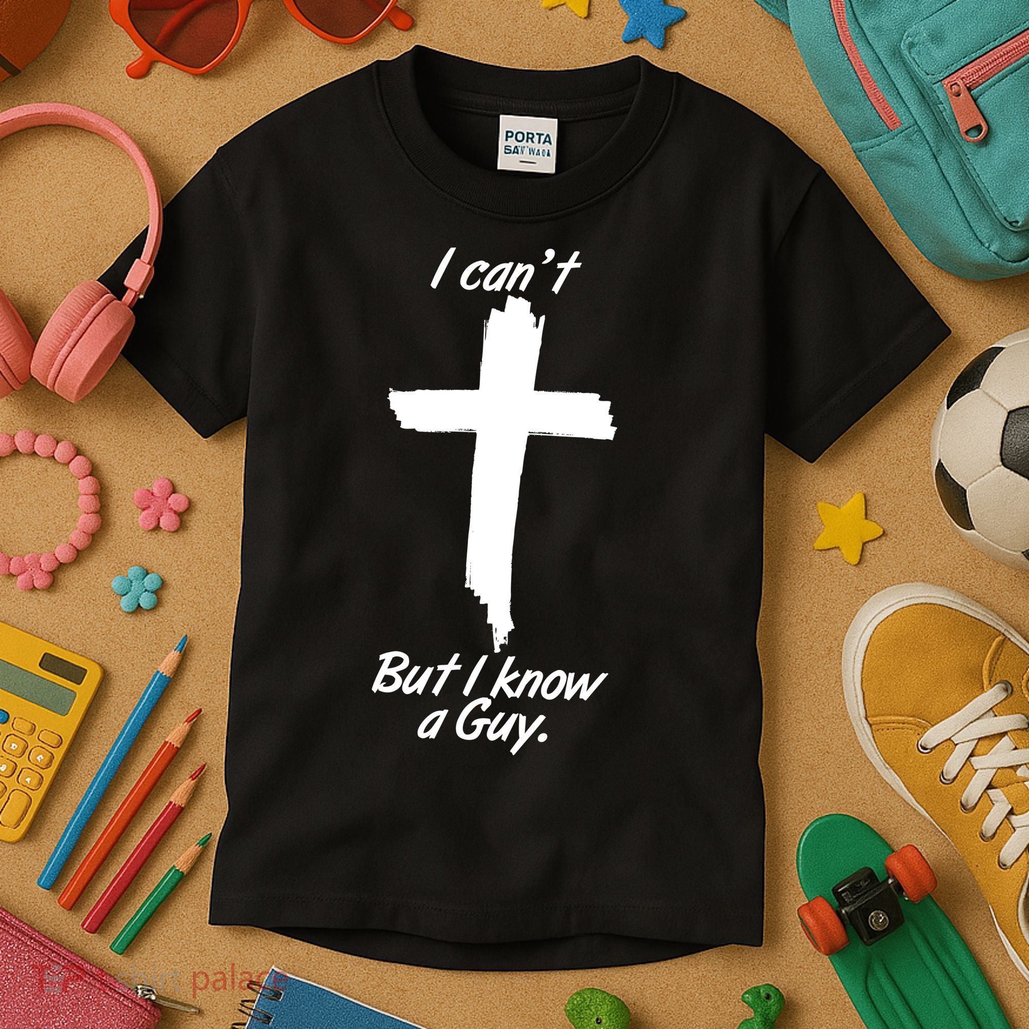 I Cant But I Know A Guy Faith Christianity Cross Kids T-Shirt