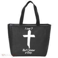 I Cant But I Know A Guy Faith Christianity Cross Tote Bag thumb 0