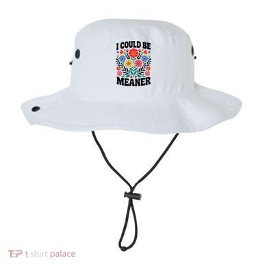 I Could Be Meaner Floral Humor Quote Funny  Bucket Hat