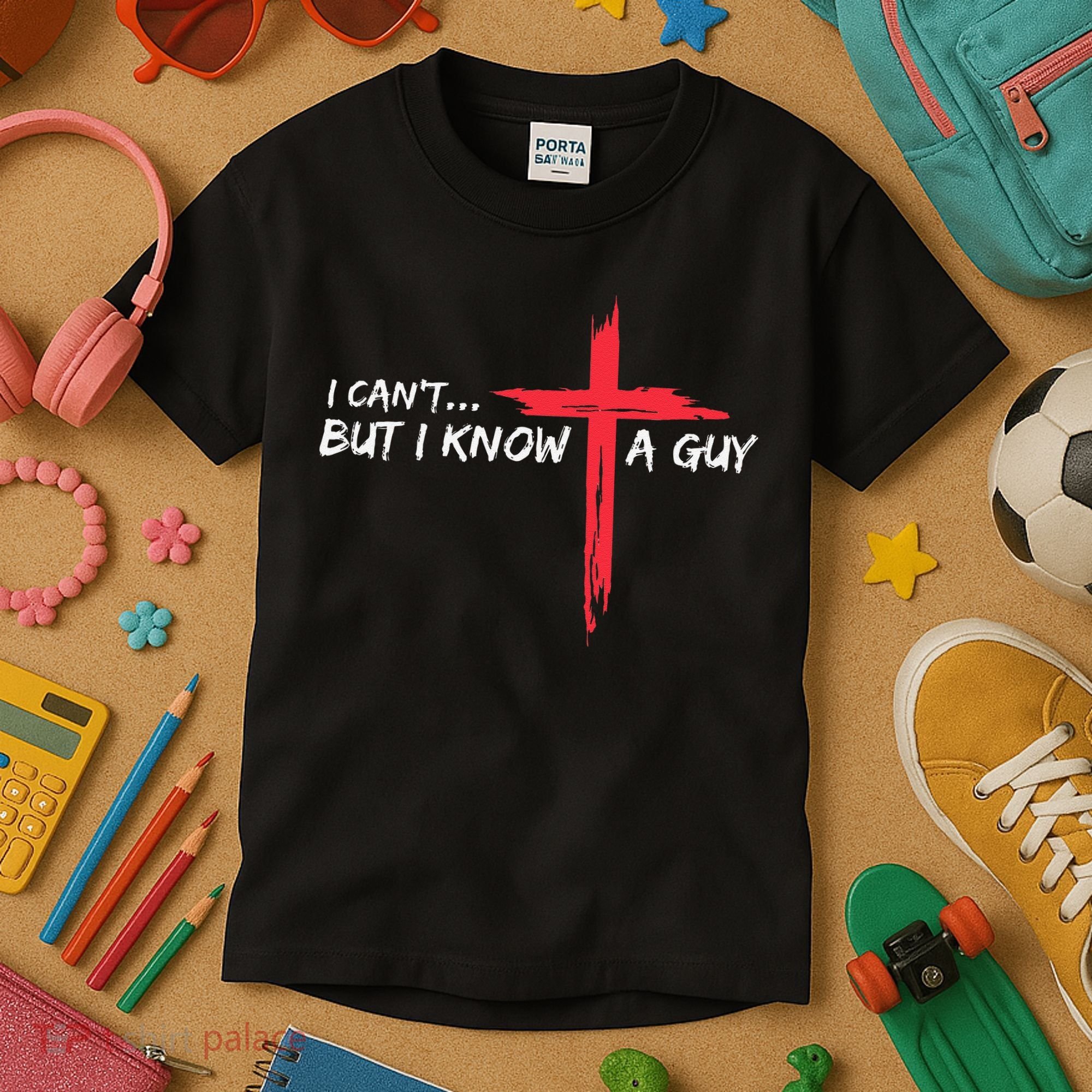 I CanT But I Know A Guy Jesus Cross Funny Christian Kids T-Shirt