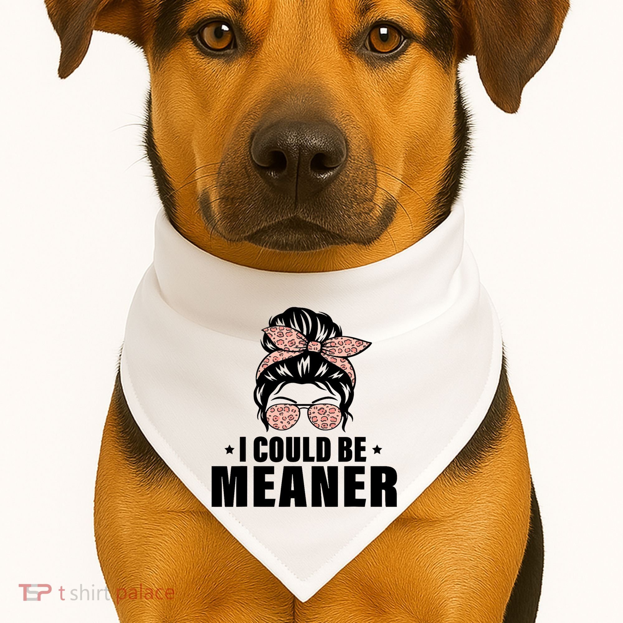 I Could Be Meaner Funny Women Saying Quote Messy Bun Mom USA-Made Doggie Bandana