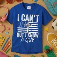 I Can't But I Know A Guy Jesus Cross Funny Christian Kids T-Shirt thumb 3