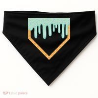 Ice Cream Baseball Drip Home Plate Baseball Dripping USA-Made Doggie Bandana thumb 0