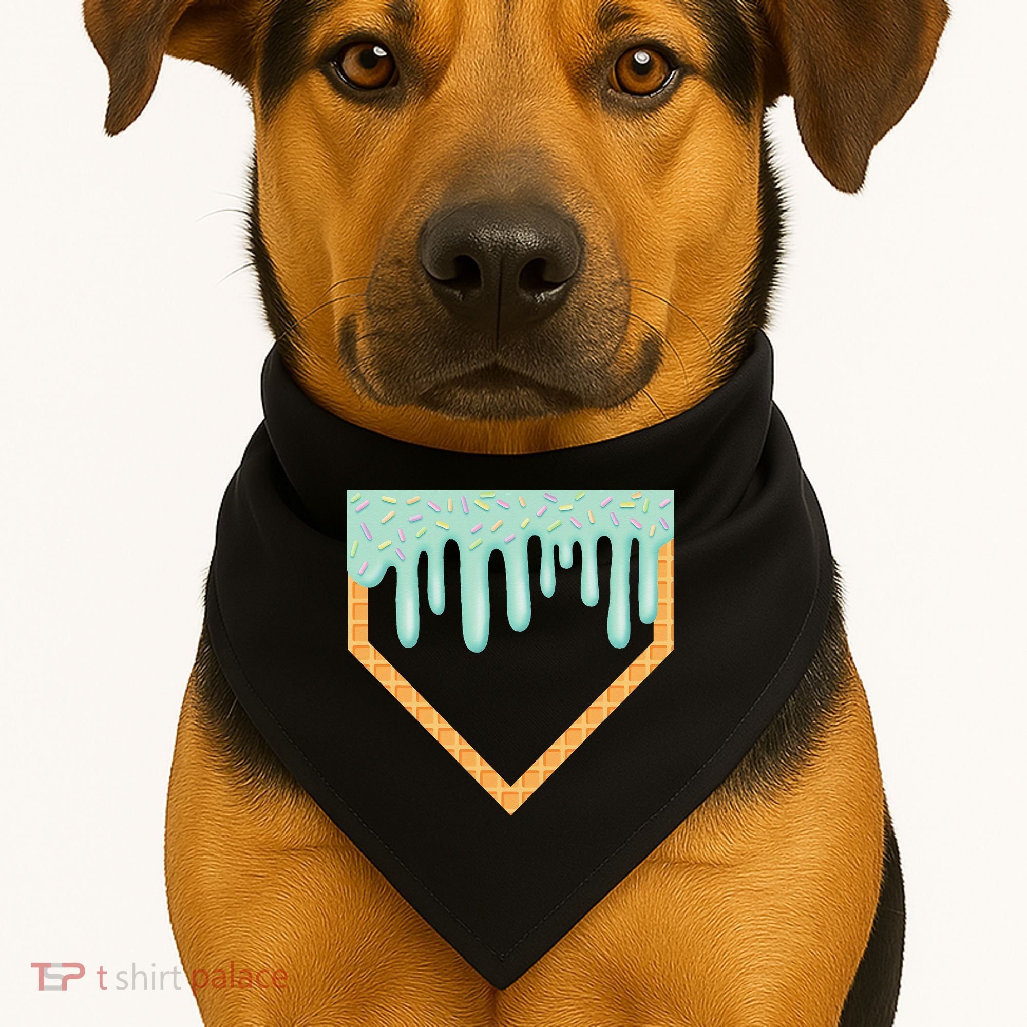 Ice Cream Baseball Drip Home Plate Baseball Dripping USA-Made Doggie Bandana