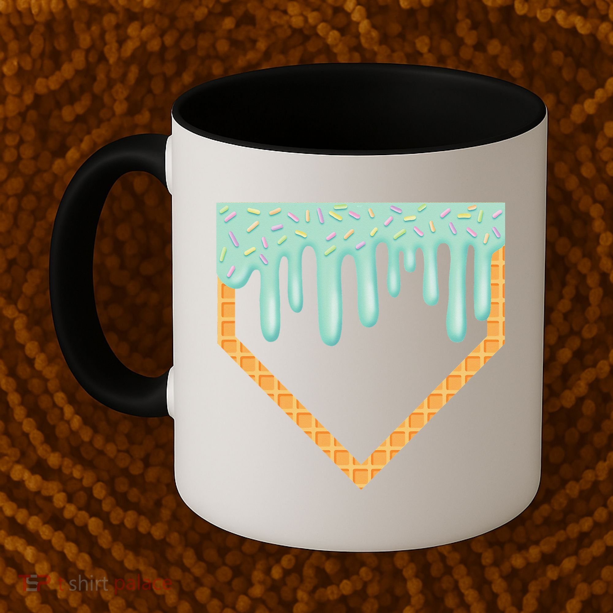 Ice Cream Baseball Drip Home Plate Baseball Dripping Coffee Mug