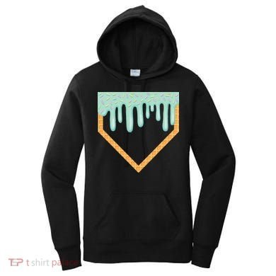 Ice Cream Baseball Drip Home Plate Baseball Dripping Women's Hoodie