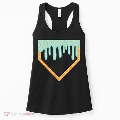 Ice Cream Baseball Drip Home Plate Baseball Dripping Women's Tank Top